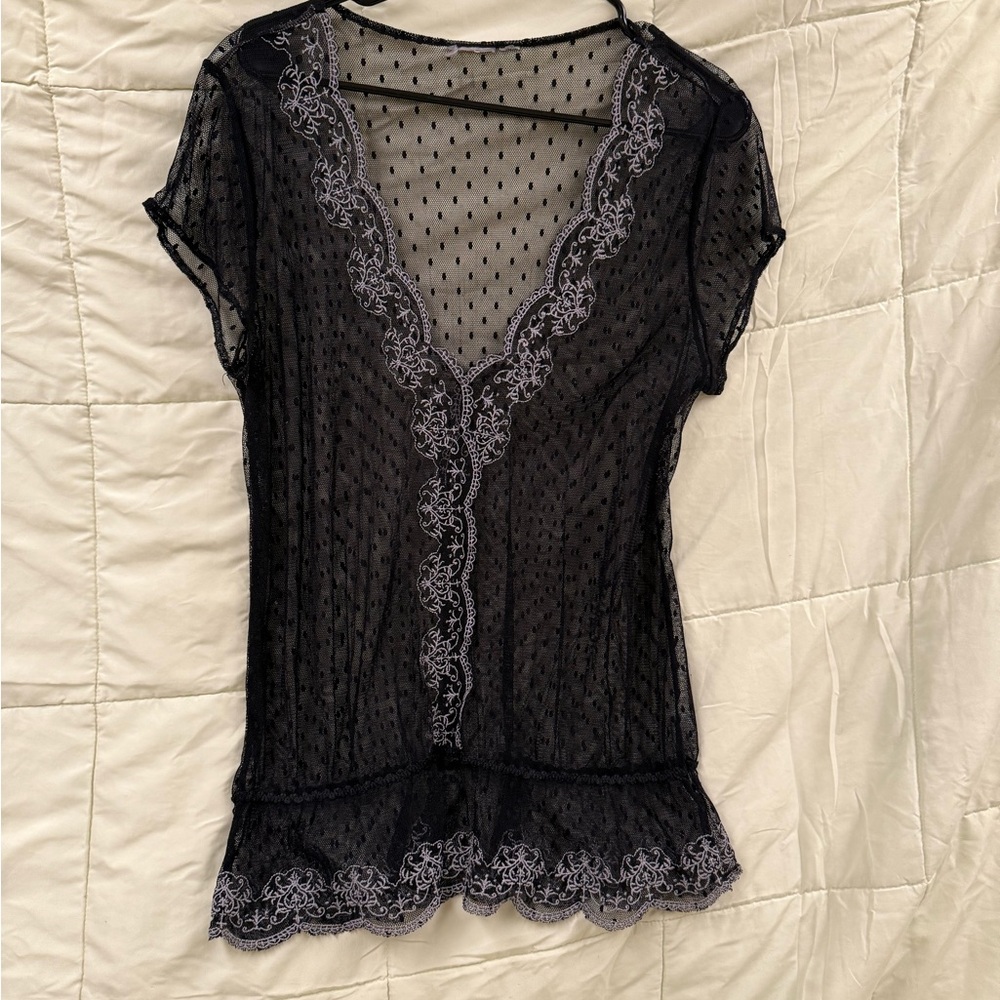 Black Sheer Lace Top